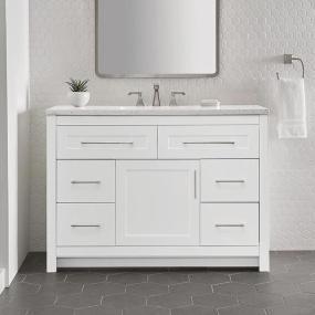 MUEBLE DE BAÑO DE PISO CLADY 48" BLANCO TERMOFORMADO CON LAVABO SUPERFICIE SÓLIDA SILVER ASH