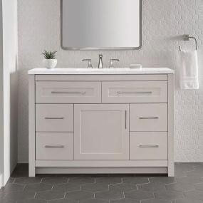 MUEBLE DE BAÑO DE PISO CLADY 48" GRIS HUMO TERMOFORMADO CON LAVABO SUPERFICIE SÓLIDA SILVER ASH