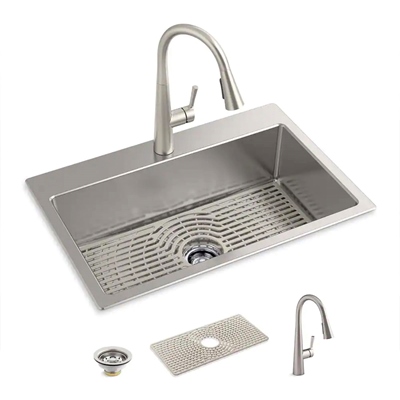 TARJA 1 TINA ACERO INOXIDABLE SOBREPONER 83.82 X 55.88 CM KIT TODO EN UNO