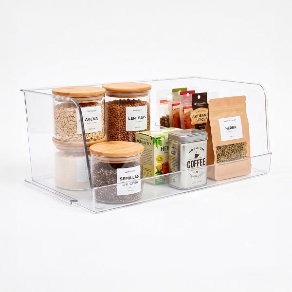 CANASTA ORGANIZADORA PLÁSTICO APILABLE 31 X 12.7 X 17.5 CM TRANSPARENTE