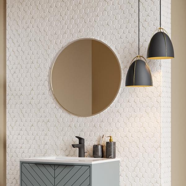 ESPEJO PARA BAÑO DE PARED CIRCULAR VIDRIO ESMERILADO 60 CM DISEÑO MODERNO