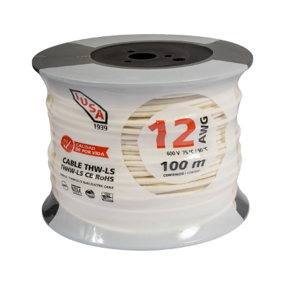CABLE ELÉCTRICO THHW-LS CALIBRE 12 AWG BLANCO 100M