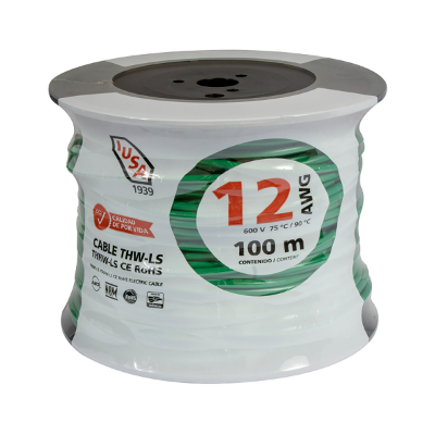 CABLE ELÉCTRICO THW-LS/THHW-LS CALIBRE 12 AWG VERDE 100M DESLIZABLE