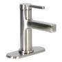 LLAVE PARA LAVABO MONOMANDO NÍQUEL SATINADO 1 ORIFICIO CON CARTUCHO DE DISCO CERÁMICO ANTIGOTEO