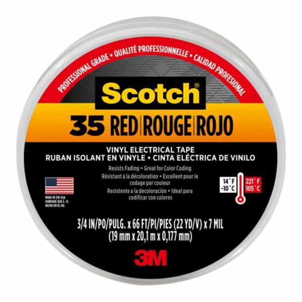 CINTA AISLANTE ELÉCTRICA DE VINILO ROJA PARA EMPALMES Y PROTECCIÓN DE CABLES 19MM X 20.1 M