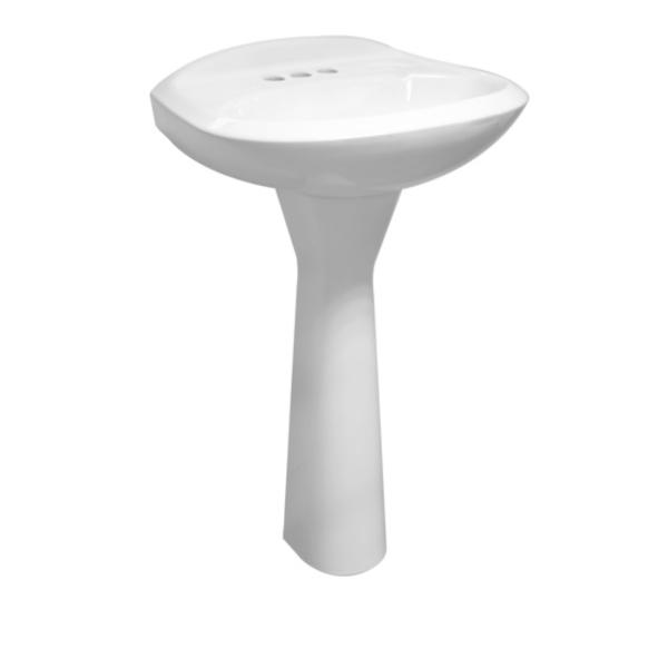 LAVABO PARA BAÑO CON PEDESTAL BLANCO 57.6 X 85.7 X 44.45 CM 4"