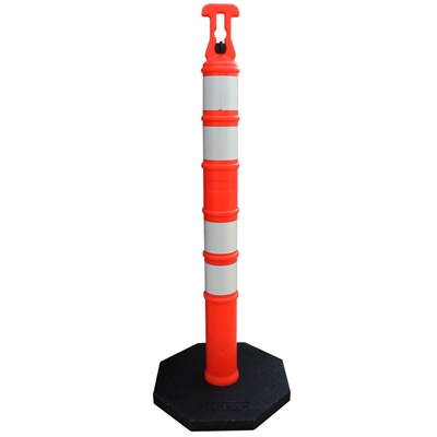 POSTE ANARANJADO DE 1.2 M PARA CONTROL VIAL CON 4 REFLEJANTES.