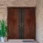 PUERTA EXTERIOR DE SEGURIDAD DOBLE 15 PASADORES 180 X 213 CM DERECHA NOGAL