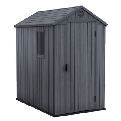 COBERTIZO DE ALMACENAMIENTO PARA EXTERIOR VERTICAL RESINA 126 X 184 X 205 CM GRIS CON VENTANA