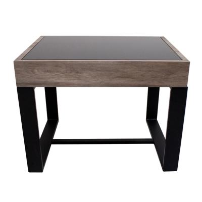 MESA LATERAL AUXILIAR DELHI MELAMINA Y VIDRIO 50 X 50 X 50 CM HUMO