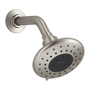 REGADERA FIJA CIRCULAR METAL NÍQUEL CEPILLADO 6 FUNCIONES AHORRO DE AGUA