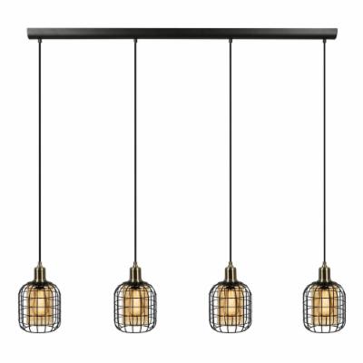 LÁMPARA COLGANTE VINTAGE DE ACERO NEGRO MATE 4 LUCES CHISLE
