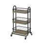 CARRITO ORGANIZADOR ACERO Y MDF 3 NIVELES 45.5 X 35 X 79 CM CON RUEDAS NEGRO