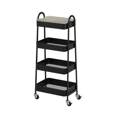 CARRITO DE ALMACENAJE C CUBIERTA MDF 4 N NEGRO