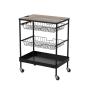 CARRITO ORGANIZADOR PARA COCINA 3 NIVELES 58.6 X 35.6 CM CON CAJÓN ACERO Y MDF