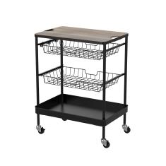 CARRITO ORGANIZADOR PARA COCINA 3 NIVELES 58.6 X 35.6 CM CON CAJÓN ACERO Y MDF