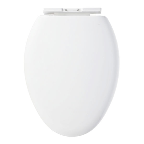 ASIENTO PARA BAÑO ALARGADO PLÁSTICO BLANCO CIERRE LENTO MONTAJE FÁCIL