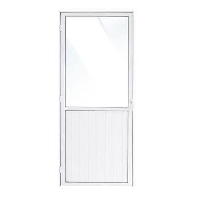 PUERTA EXTERIOR BATIENTE 90 X 210 CM IZQUIERDA BLANCO ALUMINIO