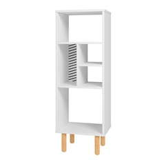 LIBRERO MINIMALISTA BLANCO, ORGANIZADOR AMPLIO CON 5 ESTANTES, MATERIAL MDF.