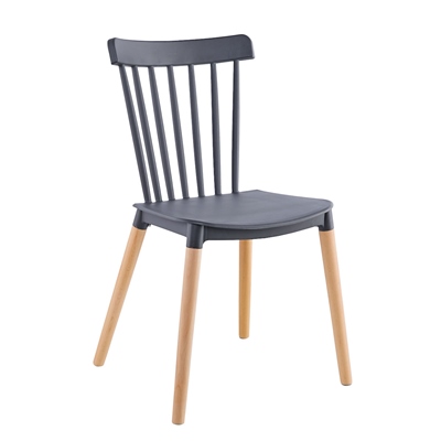 SET DE 4 SILLAS DE COMEDOR FRENCH, ESTILO MODERNO Y MINIMALISTAS, SILLAS GRISES Y PATAS DE MADERA