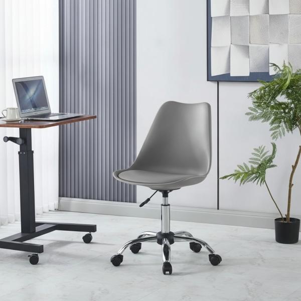 SILLA OFICINA ERGONÓMICA AJUSTABLE DE ACERO CROMADO PARA ESCRITORIO GRIS 120 KG