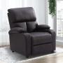 SILLON RECLINABLE 1 CUERPO, SILLON REPOSET PUSHBACK TAPIZADO EN SIMIL CUERO, COLOR MARRON