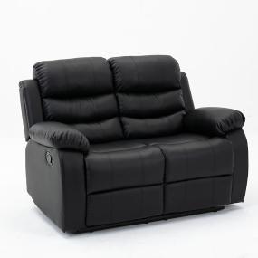 SILLON REPOSET 2 CUERPOS, TAPIZADO SIMIL CUERO, SILLON RECLINABLE COLOR NEGRO