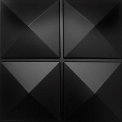 LAMBRÍN PANEL DECORATIVO PVC 50 X 50 CM PARA MURO PIRAMIDE NEGRO ADHESIVO