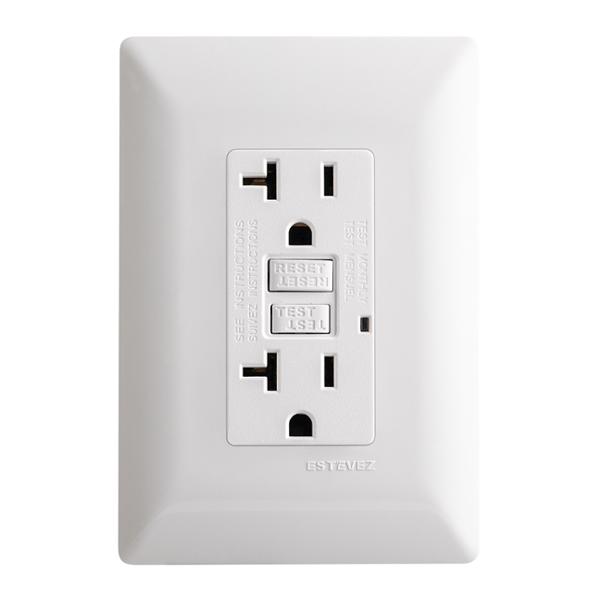 CONTACTO DÚPLEX CON FALLA A TIERRA Y PLACA DE PARED INCLUIDA BLANCO