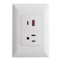 CONTACTO CON 2 TOMAS DE CARGA USB TIPO A Y PLACA DE PARED BLANCO