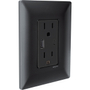CONTACTO DÚPLEX CON TOMA DE CARGA USB TIPO A Y TIPO C CON PLACA DE PARED NEGRO