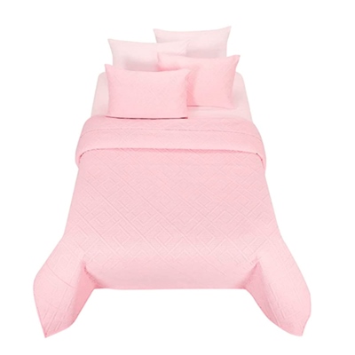 COLCHA REVERSIBLE DE MICROFIBRA MATRIMONIAL SUAVE Y LIGERA ROSA