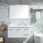 MUEBLE PARA BAÑO FLOTANTE CASTILLA 40" BLANCO PVC CON ESPEJO Y LAVABO