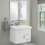 MUEBLE PARA BAÑO FLOTANTE VICTORIA 24" BLANCO PVC CON ESPEJO BOTIQUÍN Y LAVABO