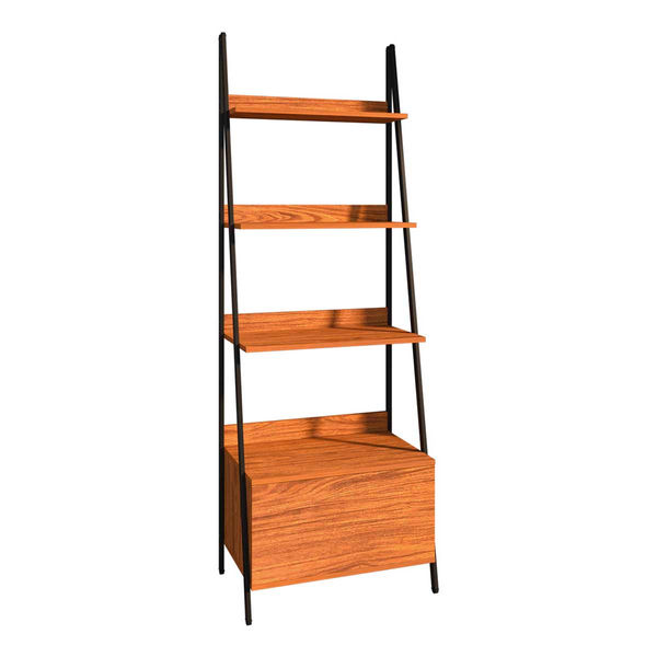 ESTANTE MADERA 5 NIVELES 63.2 X 40.4 X 180 CM CON PUERTA INFERIOR TZALAM TEXTURIZADO