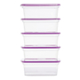 SET 5 CAJAS ORGANIZADORAS TRANSPARENTE 11 L PLÁSTICO TAPA MORADA APILABLE