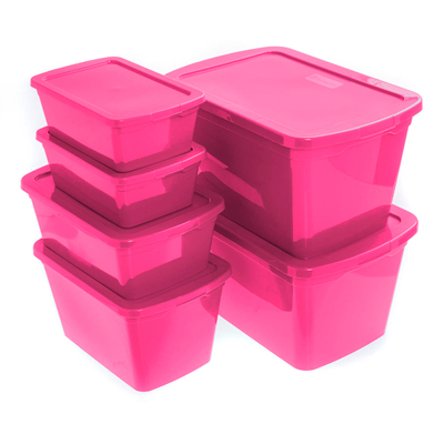 SET 6 CAJAS ORGANIZADORAS SÓLIDAS 302, 61, 15, 11 L PLÁSTICO FIUSHA APILABLE