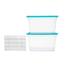 SET 6 CAJAS ORGANIZADORAS TRANSPARENTE 15 L PLÁSTICO TAPA AZUL APILABLE Y 4 C/DIVISIONES