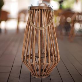LINTERNA JARDÍN 42CM MADERA CAFÉ