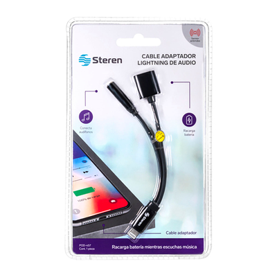 CABLE ADAPTADOR DE AUDIO 14 X 2.5 X 0.6 CM NEGRO