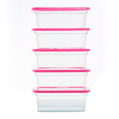 SET 5 CAJAS ORGANIZADORAS TRANSPARENTE 11 L PLÁSTICO TAPA FIUSHA APILABLE