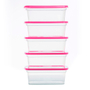 SET 5 CAJAS ORGANIZADORAS TRANSPARENTE 11 L PLÁSTICO TAPA FIUSHA APILABLE