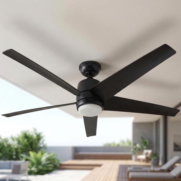 VENTILADOR DE TECHO MENA 52" LED INTEGRADO PARA INTERIOR/EXTERIOR NEGRO