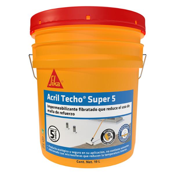 IMPERMEABILIZANTE ACRILICO FIBRATADO ACRIL TECHO SUPER 5 AÑOS BLANCO 19 L