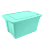 CAJA ORGANIZADORA SÓLIDA 60 L PLÁSTICO TAPA VERDE AQUA APILABLE