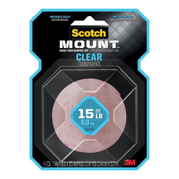 CINTA MASKING TAPE TRANSPARENTE SUPERFICIES LISAS 25 MM X 3.2 M DOBLE CARA PARA MONTAJE