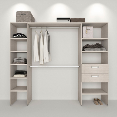 CLÓSET AGLOMERADO ARMABLE 180 X 220 X 39 CM BLANCO NÓRDICO CON 2 CAJONES