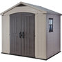 COBERTIZO DE ALMACENAMIENTO EXTERIOR VERTICAL RESINA 256.5X182X243 CM BEIGE TOPO CON VENTANA