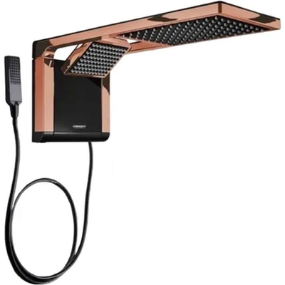 REGADERA ELÉCTRICA FIJA CUADRADA ROSE GOLD AGUA CALIENTE AL INSTANTE