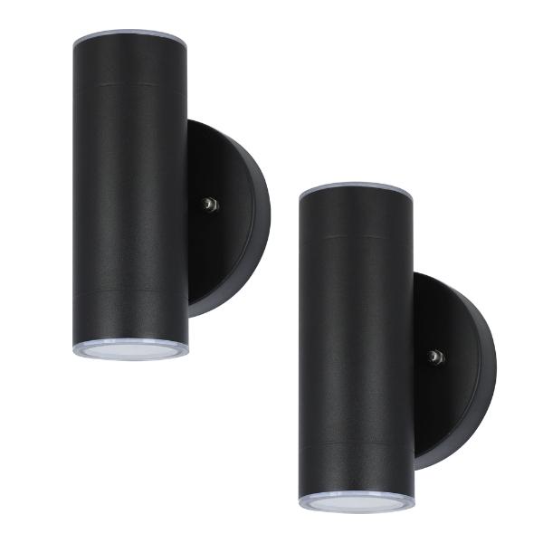 ARBOTANTE DE MURO LED DE CONEXIÓN 11W 2 FOCOS 3000K RESISTENTE A INTEMPERIE NEGRO MATE